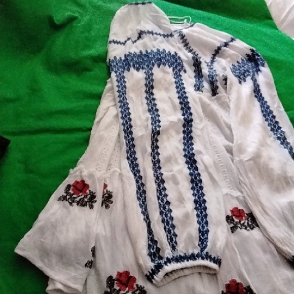 Free People White and Blue Embroidered Dress - Picture 3 of 5